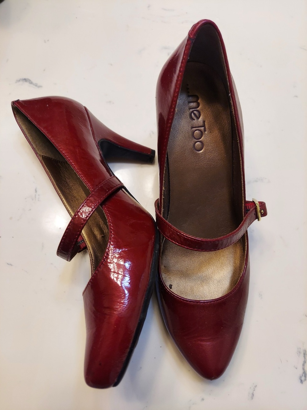 me too Burgundy Patent Mary Jane Heels
